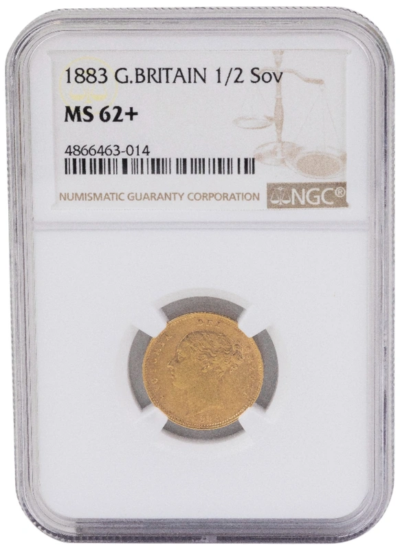 1883 Half Sovereign Victoria Young Head Shield Back - London NGC MS62+