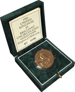 Ecrin avec quintuple souverain en or £5 - 1991