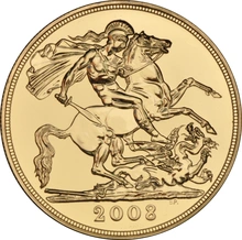Pièce Quintuple Souverain Or 2008 en Boîte