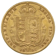 Pièce Demi Souverain Or 1892 Victoria Tête Jubilée (Écusson)