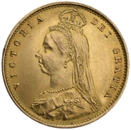 Demi Souverain en or – Reine Victoria Tête Jubilée (écusson) 1887 à 1893