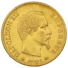 10 Francs Or 1860 Napoléon III Tête Nue BB