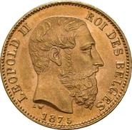 Pièce 20 Francs Or Belges Leopold II Type 2