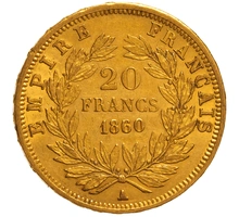 Pièce 20 Francs Or 1860 Napoléon III A