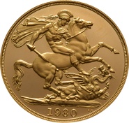 Pièce d'or de 2 livres sterling de 1980 (double souverain)