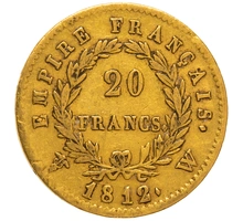 Pièce 20 Francs Or Napoléon I Tête Laurée 1812 W