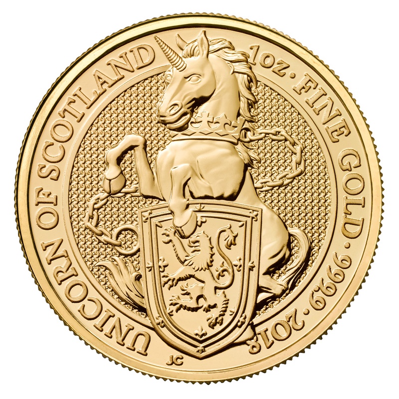 Royal Mint Queen's Beasts Or 1 Once 2018 Licorne d'Ecosse