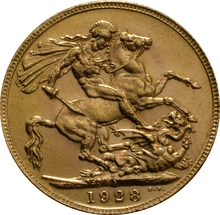 Pièce Souverain Or 1928 Georges V SA
