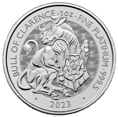 Pièce Tudor Beasts Platine 1 Once 2023 Taureau de Clarence
