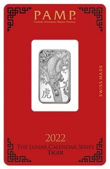 Lingot d'Argent 10g Pamp 2022 Année du Tigre