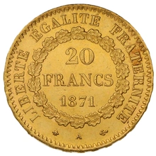 Pièce 20 Francs Or 1871 Génie A