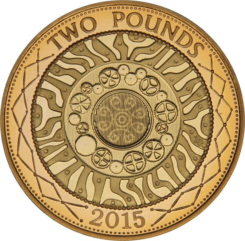 Pièce d'or de 2 livres sterling de 2015 (double souverain) Technologies Quatrième portrait