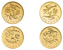 4 Pièces Royal Mint 1 Livre Or 2013 Collection Florale BE en Boîte
