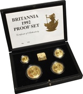 Ecrin de collection de 4 Britannia en or - 1992