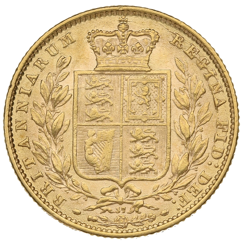 Pièce Souverain Or Victoria Tête Jeune et Écusson 1872 (Londres)