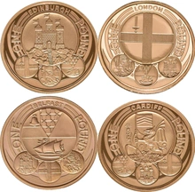 4 Pièces 1 Livre Or Capitales du Royaume-Uni 2010 à 2011 en Boîte