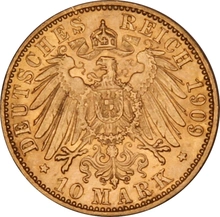 Pièce 10 Mark Or Allemand Wilhelm II 1890 à 1912