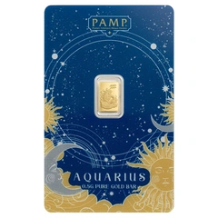 0.5g Lingot d'Or PAMP Zodiac Aquarius Minted