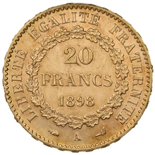 Pièce 20 Francs Or Génie 3ème République 1898 A