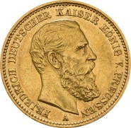 Pièce 20 Mark Or Allemand Friedrich III 1888