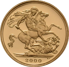 Pièce Souverain Or 2000 Elisabeth II 4ème Tête BE