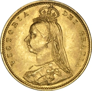 Pièce Demi Souverain Or 1892 Victoria Tête Jubilé Revers Armoiries Londres NGC MS63