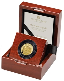 2023 Mythes et légendes du roi Arthur Pièce d'or de 1/4 oz dans une boîte