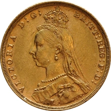 Pièce Souverain Or 1890 Victoria Tête Jubilée (M)