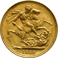 Pièce Souverain Or Victoria Tête Jeune 1886 (S)