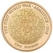 Pièce d'or de 2 livres sterling de 2 livres sterling : Armistice de la Première Guerre mondiale