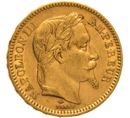 Pièce 20 Francs Or Napoléon III Tête Laurée 1865 A