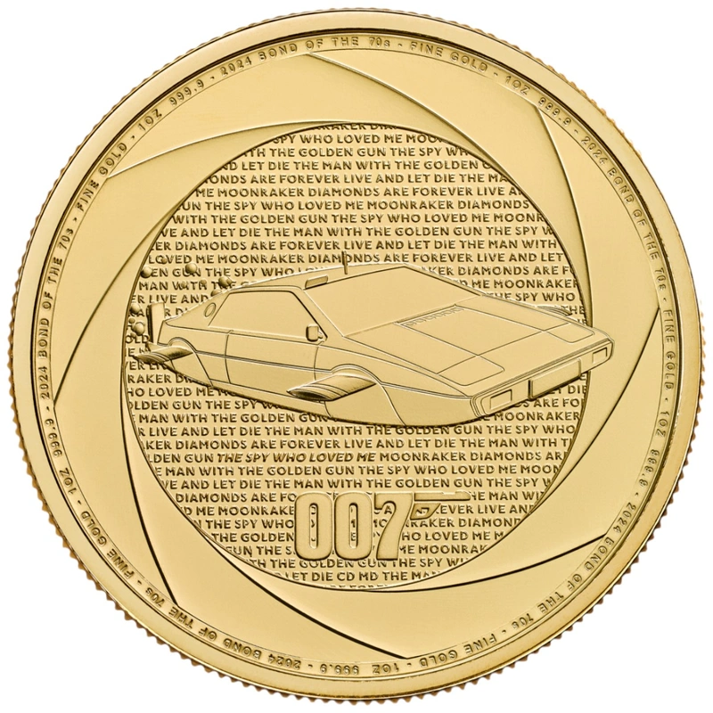 Pièce Six Décennies de 007 Bond des Années 1970 Or 1 Once 2024 
