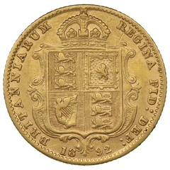 Pièce Demi Souverain Or 1892 Victoria Tête Jubilée (Écusson)