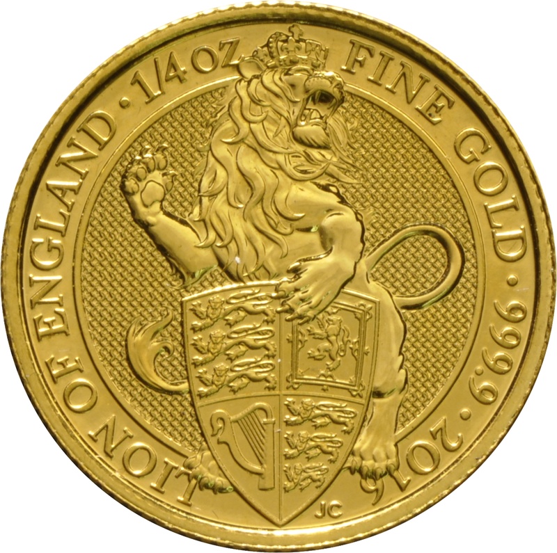 Royal Mint Queen's Beasts Or 1/4 Once 2016 le Lion