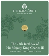 Pièce 50 Pence Or 1/40 Once 2023 75ème Anniversaire Charles III en Boîte