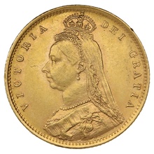 Demi Souverain Or 1891 Victoria Tête Jubilée (Écusson)