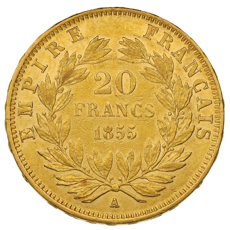 1855 10 French Francs - Napoleon III (Bare Head) A
