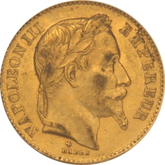 Pièce 20 Francs Or 1868 Napoléon III BB PCGS MS62