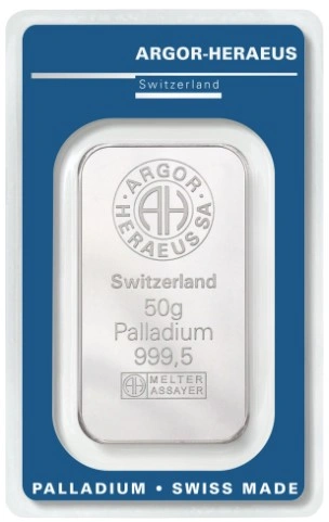 Lingot de Palladium 50g Argor-Heraeus