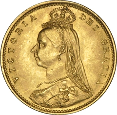 Pièce Demi Souverain Or 1892 Victoria Tête Jubilé Revers Armoiries Londres NGC MS63