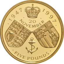 Ecrin Quintuple Souverain Or £5 Noces d'Or 1997