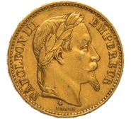 Pièce 20 Francs Or Napoléon III Tête Laurée 1870 BB