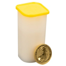 Tube de 25 pièces d'or du roi Charles III Britannia d'un quart d'once de 2023