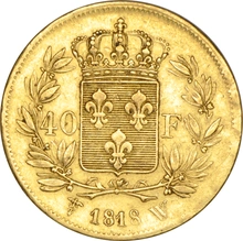 Pièce 40 Francs Or Louis XVIII 1816 à 1824