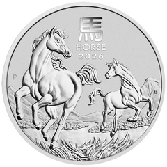 Pièce Perth Mint Lunar Argent 5 Once 2026 Année du Cheval