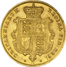Pièce Demi Souverain Or 1867 Victoria Tête Jeune Revers Armoiries Londres NGC AU58