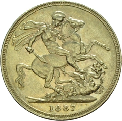 Pièce Souverain Or Victoria Tête Jeune 1887 (M)