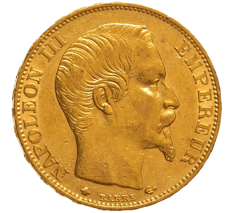 1858 20 French Francs - Napoleon III Bare Head - BB