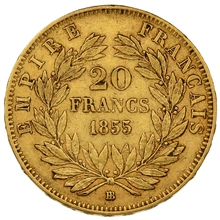 1855 20 Francs Français - Napoléon III Tête Nue - BB - ancre