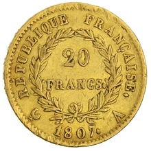 Pièce 20 Francs Or Napoléon I Tête Laurée 1807 A